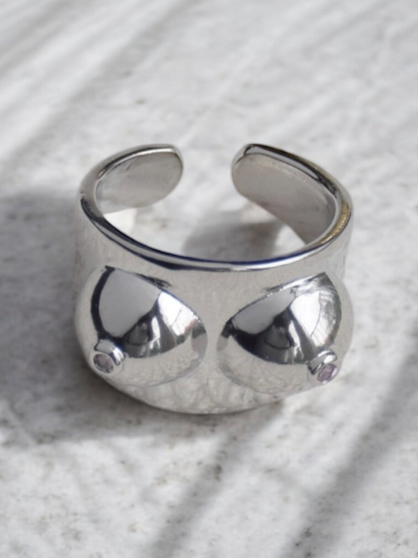 Boobs silver ring