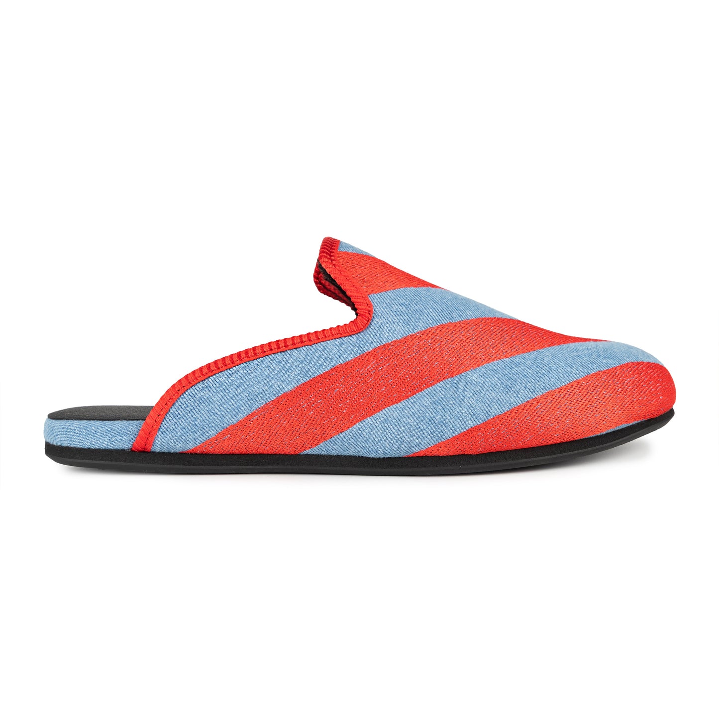 Red Stripe Denim Slipper
