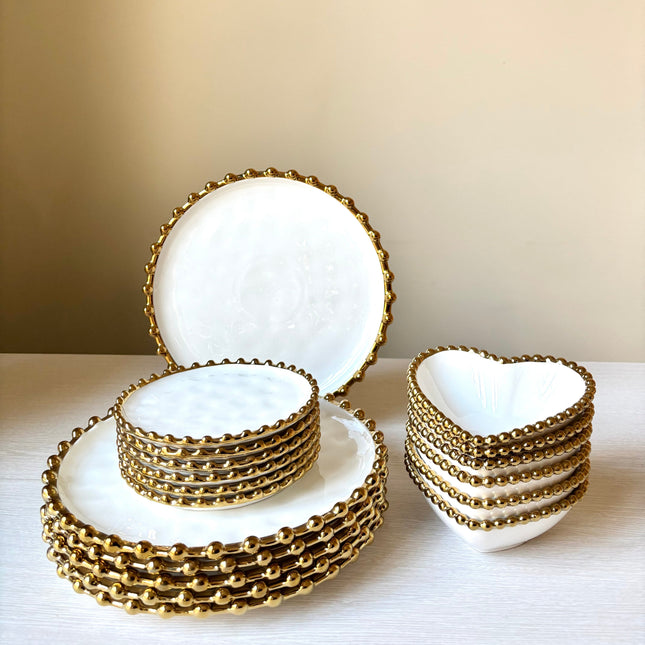 Bubbly Tallriksset - 18 Delar Med Elegant Guldkant