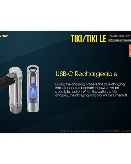 Nitecore TIKI Nyckelringslampa USB-C - 300lm