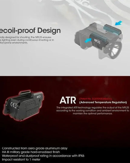 Nitecore NPL25 Ficklampa för Picatinny Vapenfäste – 900 lm