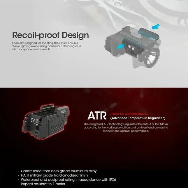 Nitecore NPL25 Ficklampa för Picatinny Vapenfäste – 900 lm