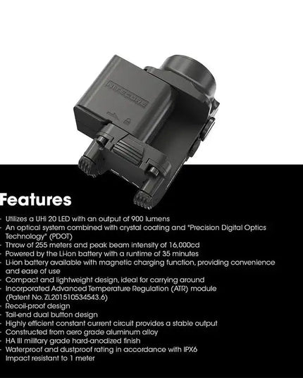 Nitecore NPL25 Ficklampa för Picatinny Vapenfäste – 900 lm