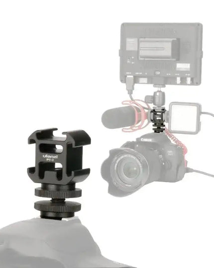 Ulanzi PT-3S Hållare för Tillbehör hot/cold shoe - Trippel till 1/4" skruv med Adapter Blixtsko - Aluminium - Kit