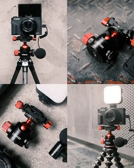 Ulanzi U-70 Kulledsfäste Vlog med tillbehörshållare 360 grader - Aluminium