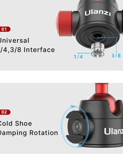 Ulanzi U-70 Kulledsfäste Vlog med tillbehörshållare 360 grader - Aluminium