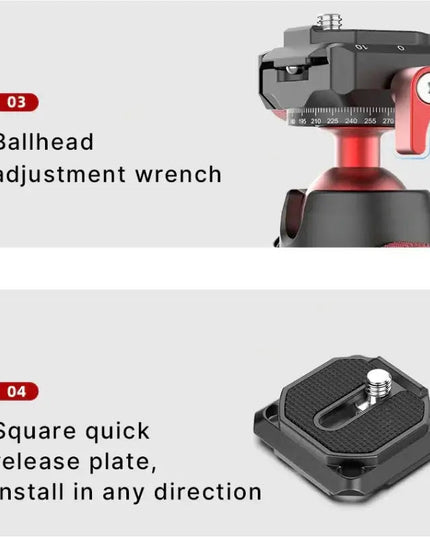 Ulanzi U-70 Kulledsfäste Vlog med tillbehörshållare 360 grader - Aluminium