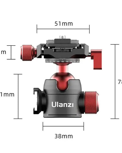Ulanzi U-70 Kulledsfäste Vlog med tillbehörshållare 360 grader - Aluminium