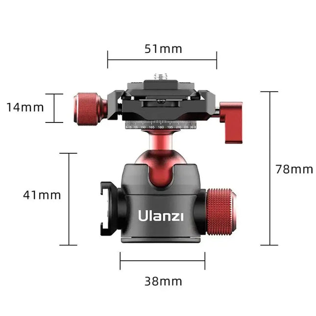 Ulanzi U-70 Kulledsfäste Vlog med tillbehörshållare 360 grader - Aluminium