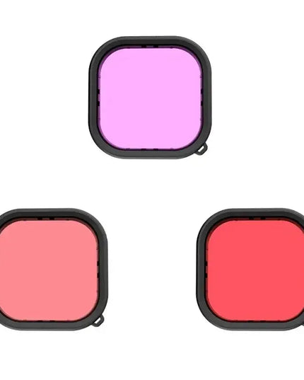Telesin Färgfilter Röd + Ljusröd + Lila till Hero13/12/11/10/9 Black i vattentätt skal - Paket