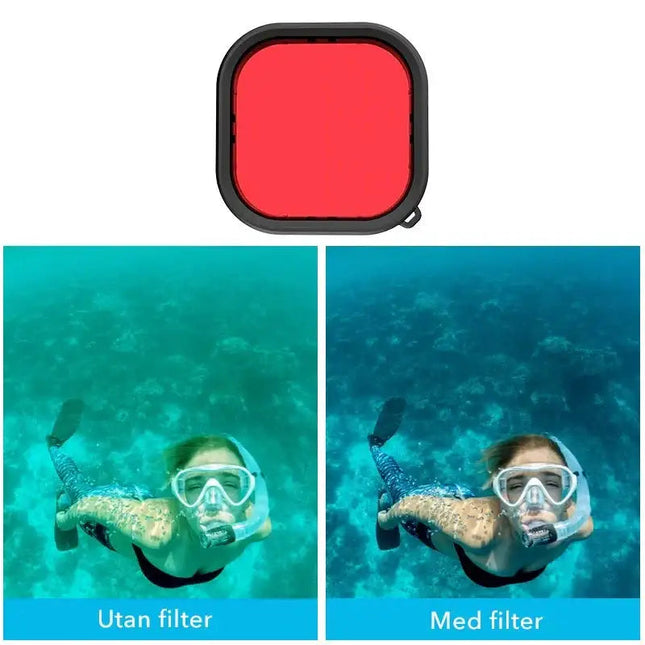 Telesin Färgfilter Röd + Ljusröd + Lila till Hero13/12/11/10/9 Black i vattentätt skal - Paket