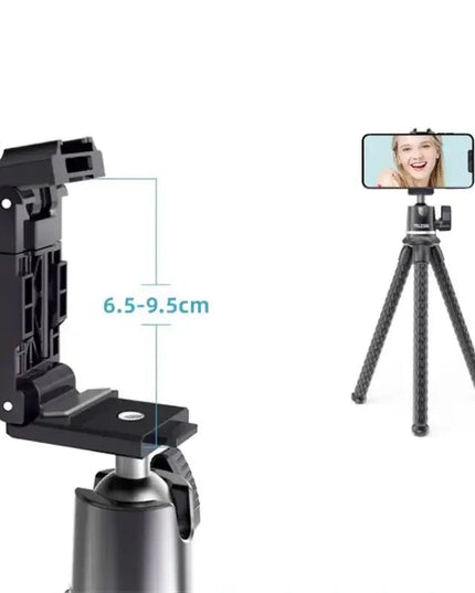 Telesin Tripod flexibelt 360 grader kulledshuvud 1/4" skruv / Mobilhållare / Tillbehörssko - Bläckfisk
