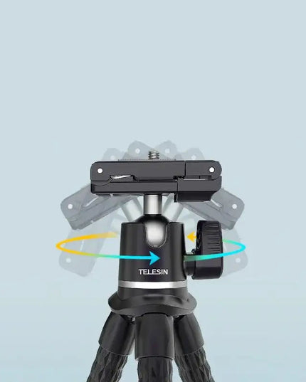 Telesin Tripod flexibelt 360 grader kulledshuvud 1/4" skruv / Mobilhållare / Tillbehörssko - Bläckfisk