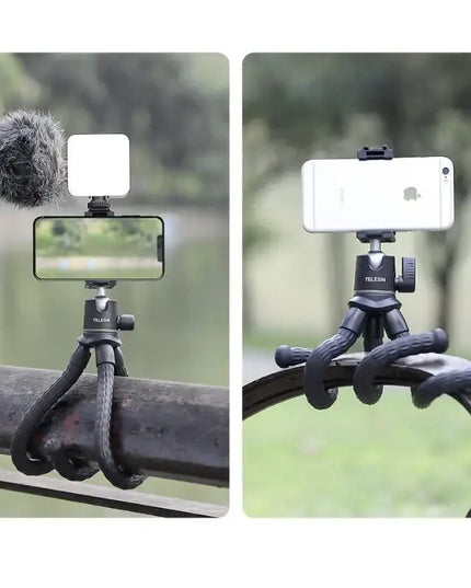 Telesin Tripod flexibelt 360 grader kulledshuvud 1/4" skruv / Mobilhållare / Tillbehörssko - Bläckfisk