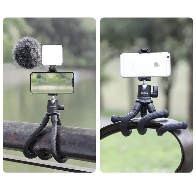 Telesin Tripod flexibelt 360 grader kulledshuvud 1/4" skruv / Mobilhållare / Tillbehörssko - Bläckfisk