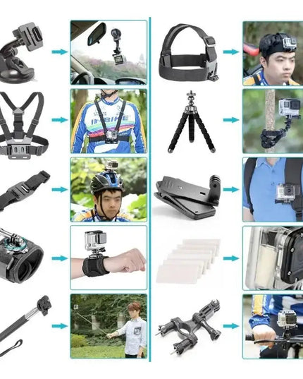 50 i 1 tillbehörskit / 50 tillbehör GoPro / stor förvaringsväska