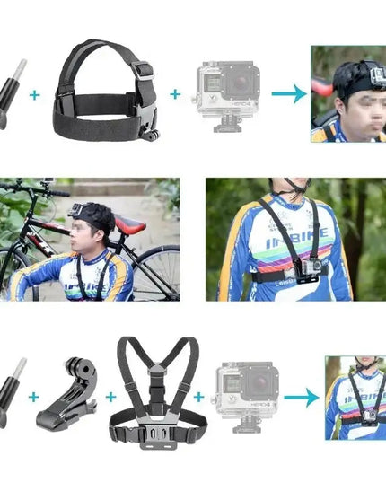 50 i 1 tillbehörskit / 50 tillbehör GoPro / stor förvaringsväska