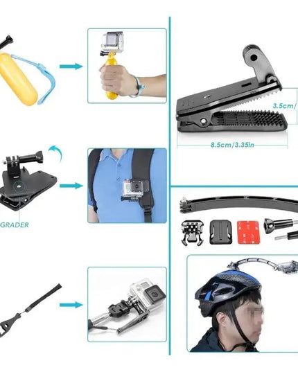 50 i 1 tillbehörskit / 50 tillbehör GoPro / stor förvaringsväska