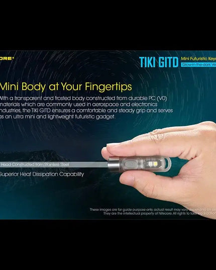 Nitecore TIKI GITD Blue Nyckelringslampa USB-C - 300lm