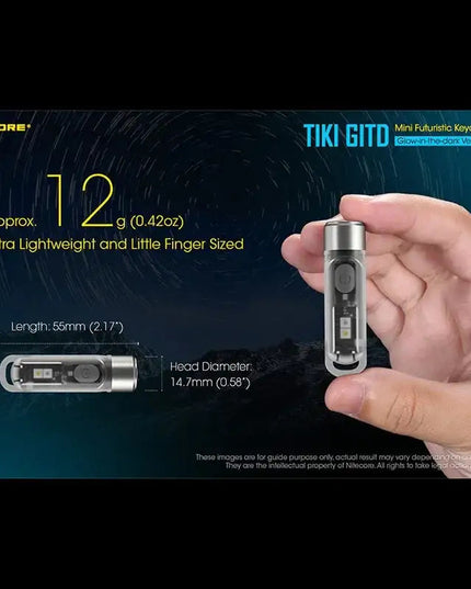 Nitecore TIKI GITD Blue Nyckelringslampa USB-C - 300lm