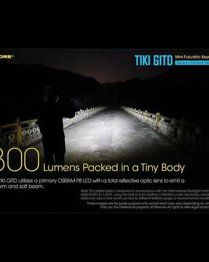 Nitecore TIKI GITD Blue Nyckelringslampa USB-C - 300lm