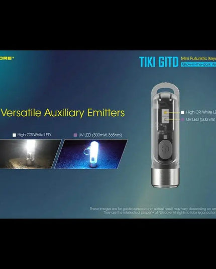 Nitecore TIKI GITD Blue Nyckelringslampa USB-C - 300lm