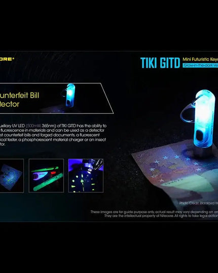 Nitecore TIKI GITD Blue Nyckelringslampa USB-C - 300lm
