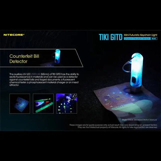 Nitecore TIKI GITD Blue Nyckelringslampa USB-C - 300lm