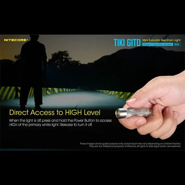 Nitecore TIKI GITD Blue Nyckelringslampa USB-C - 300lm