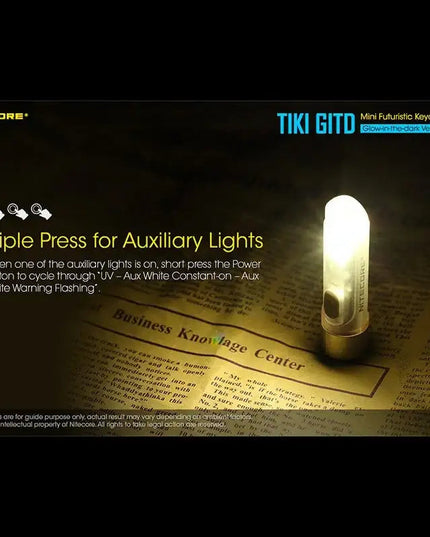 Nitecore TIKI GITD Blue Nyckelringslampa USB-C - 300lm