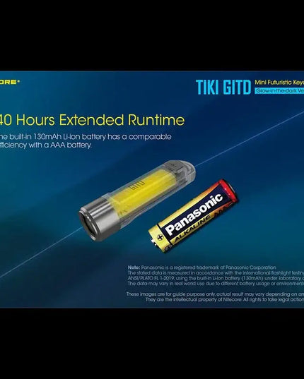 Nitecore TIKI GITD Blue Nyckelringslampa USB-C - 300lm