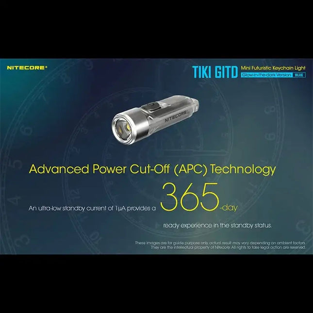 Nitecore TIKI GITD Blue Nyckelringslampa USB-C - 300lm