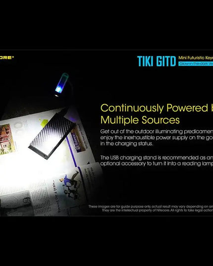 Nitecore TIKI GITD Blue Nyckelringslampa USB-C - 300lm