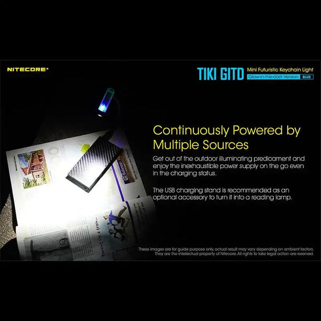 Nitecore TIKI GITD Blue Nyckelringslampa USB-C - 300lm