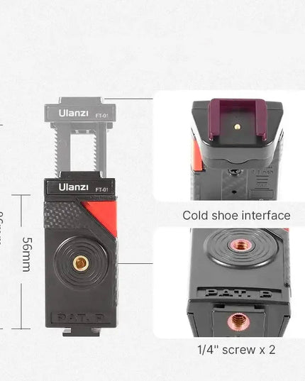 Ulanzi FT-01 Tripod flexibelt 360 grader kulledshuvud 1/4" skruv / Mobilhållare / Tillbehörssko - Bläckfisk