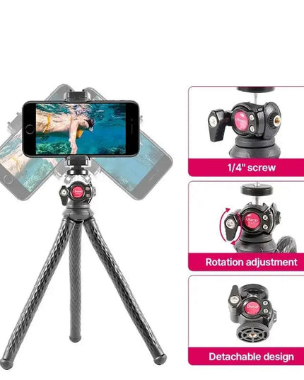 Ulanzi FT-01 Tripod flexibelt 360 grader kulledshuvud 1/4" skruv / Mobilhållare / Tillbehörssko - Bläckfisk