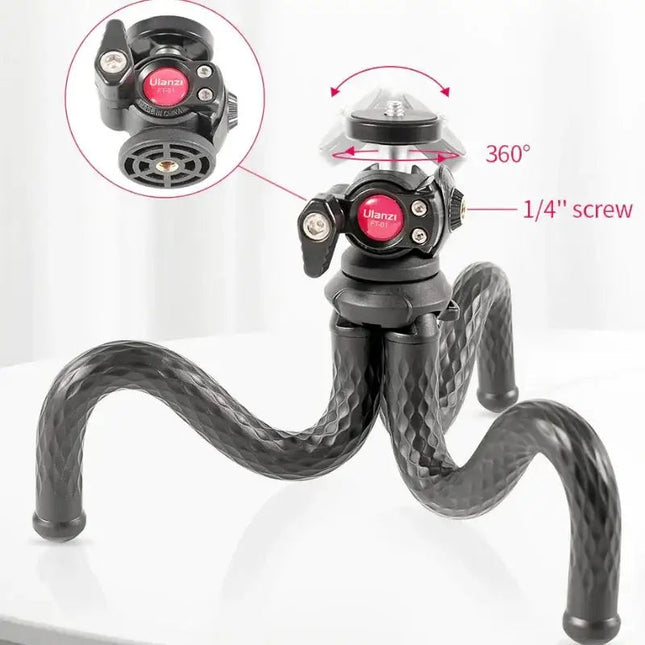 Ulanzi FT-01 Tripod flexibelt 360 grader kulledshuvud 1/4" skruv / Mobilhållare / Tillbehörssko - Bläckfisk