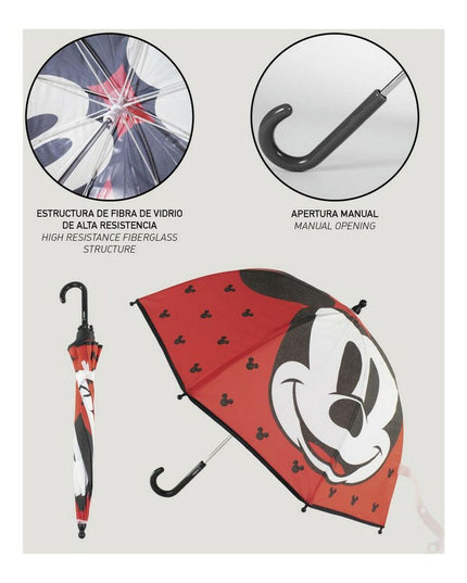 Paraply Mickey Mouse för barn, röd, EVA-material