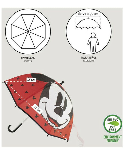 Paraply Mickey Mouse för barn, röd, EVA-material