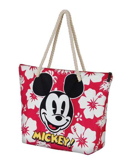 Strandväska Mickey Mouse hawaii, rosa, lätt och praktisk