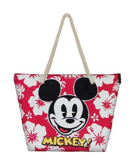 Strandväska Mickey Mouse hawaii, rosa, lätt och praktisk