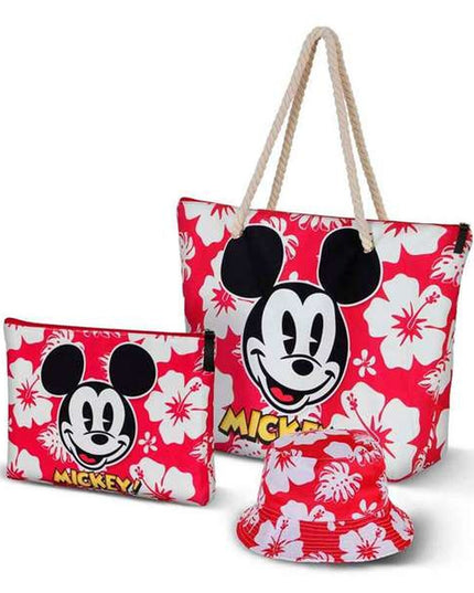 Strandväska Mickey Mouse hawaii, rosa, lätt och praktisk