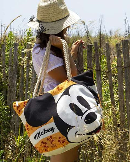 Strandväska Mickey Mouse, gul och orange, rymlig