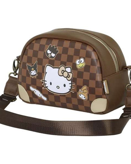 Axelväska Hello Kitty i PVC, justerbar rem, brun