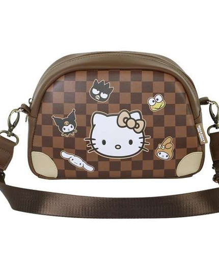 Axelväska Hello Kitty i PVC, justerbar rem, brun