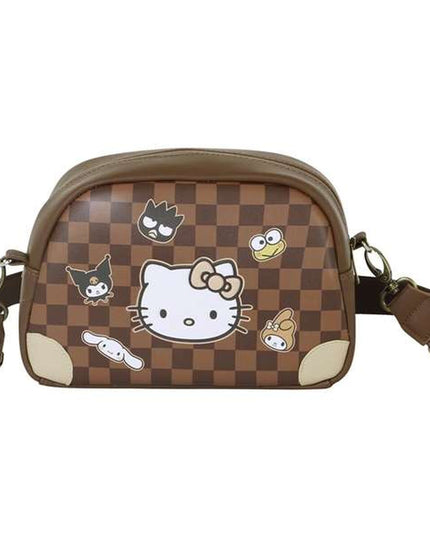 Axelväska Hello Kitty i PVC, justerbar rem, brun