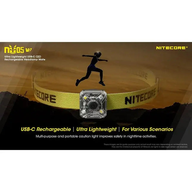 Nitecore NU05 V2 – Ultralätt säkerhetsficklampa med USB-C och 5 ljuslägen (40lm)