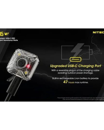 Nitecore NU05 V2 – Ultralätt säkerhetsficklampa med USB-C och 5 ljuslägen (40lm)