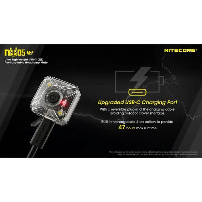 Nitecore NU05 V2 – Ultralätt säkerhetsficklampa med USB-C och 5 ljuslägen (40lm)