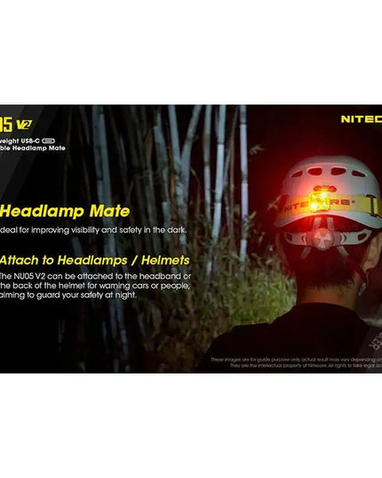 Nitecore NU05 V2 – Ultralätt säkerhetsficklampa med USB-C och 5 ljuslägen (40lm)